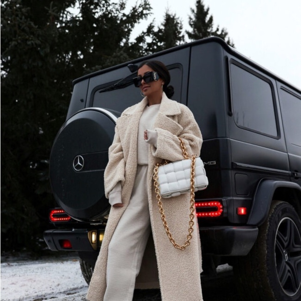 Good American Cream Long Coat